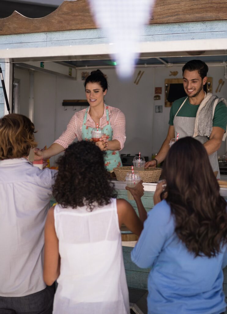 Employees in a food truck